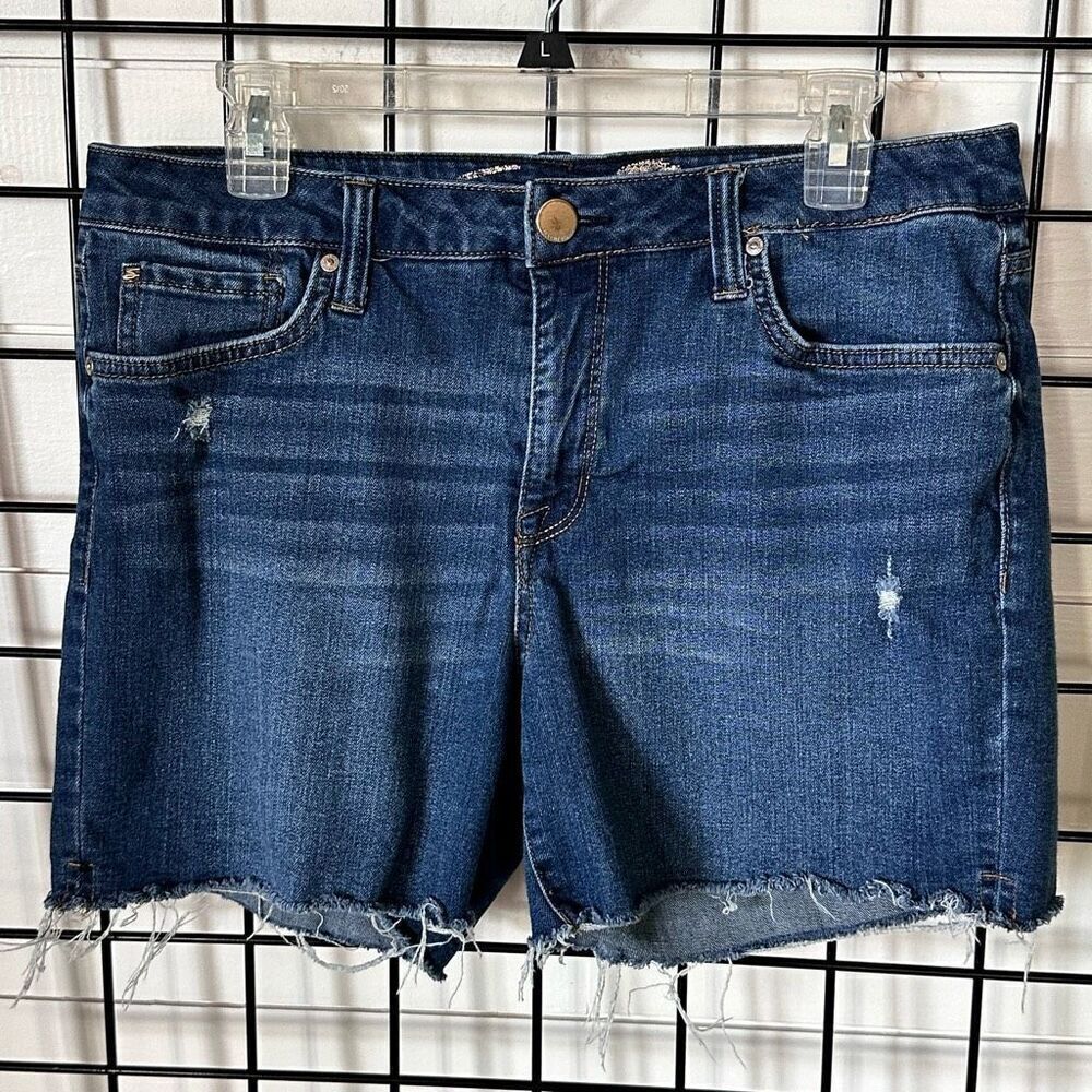 Seven7 Wildfire Blue Stretch Weekend Denim Shorts Women's‎ 10 Blue Raw Hem Boho